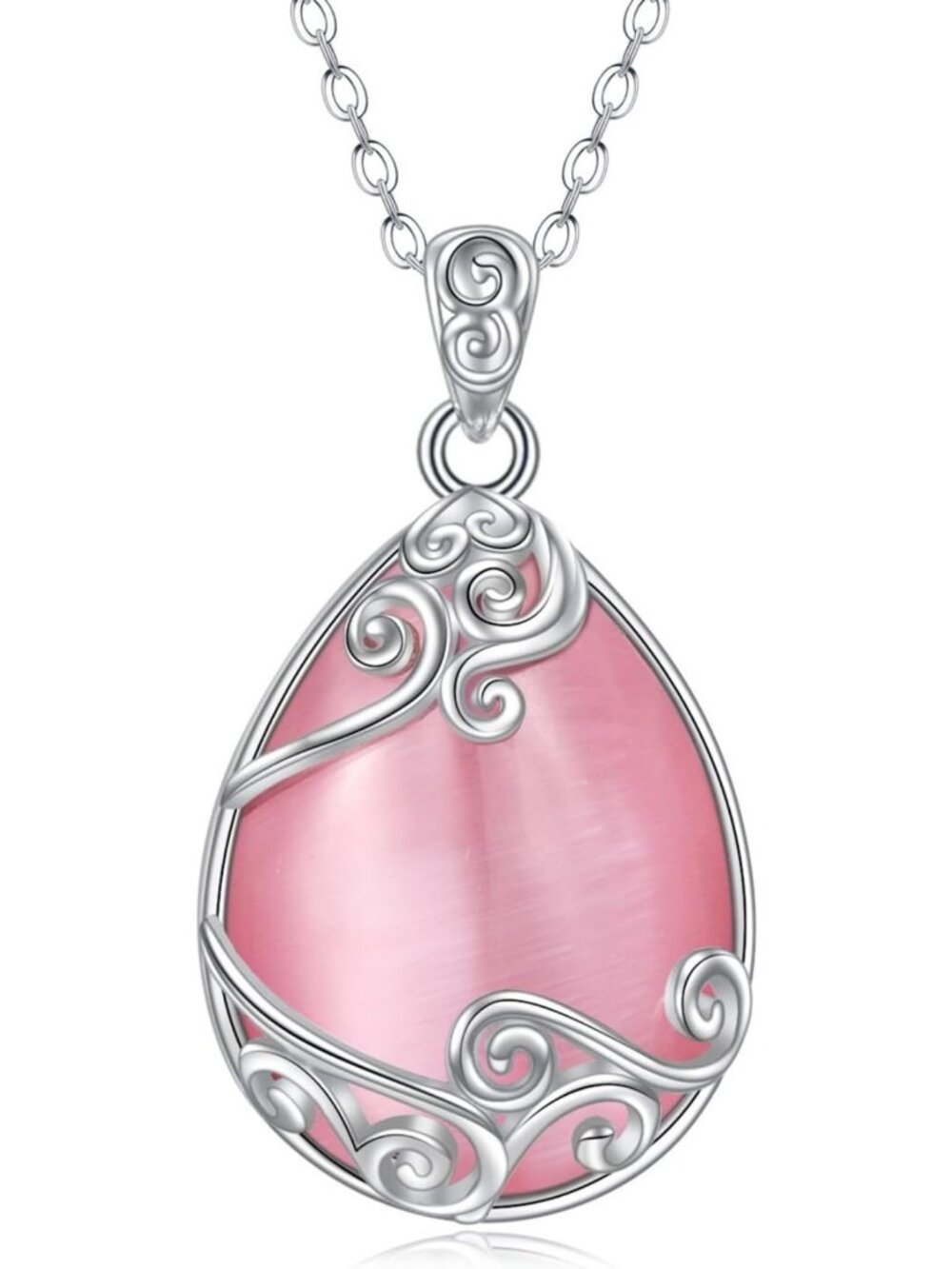 925 Sterling Silver Moonstone Teardrop Pendant Necklace - Elegant Jewelry for
